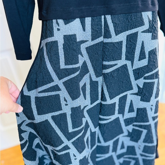 NWT KOZAN Artsy Black & Gray Geometric Print Dress Avant Garde Style Women XS - Picture 9 of 13
